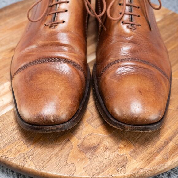 TARYN ROSE Men's Carmel Tan Leather Cap-Toe Oxford Size 10.5 C - Picture 3 of 9